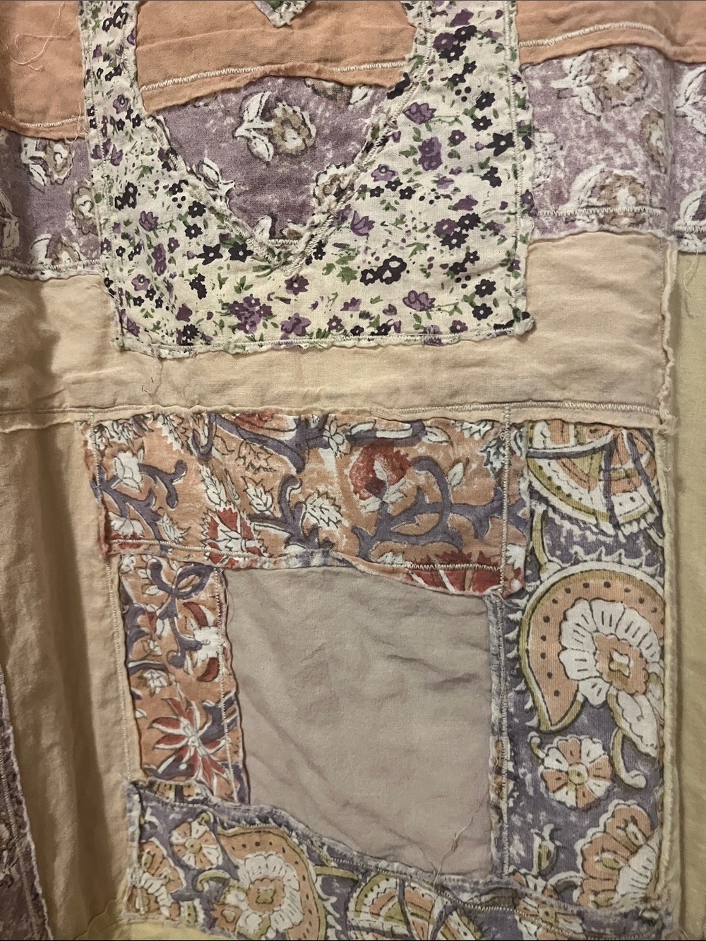 Magnolia Pearl Peach, Cream & Beige Patchwork Maxi Dress NWT - Picture 4 of 8